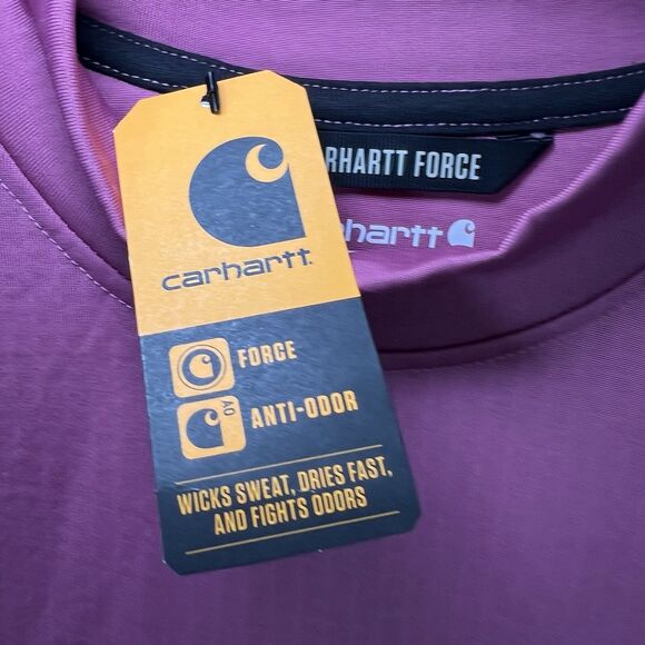 Carhartt Force Relaxed Fit Long Sleeve Mock Neck Pullover Womens Small Pink NWT - Picture 6 of 14